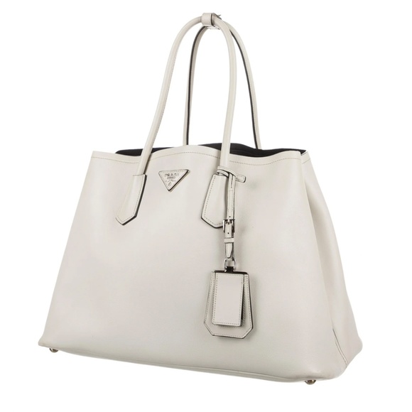 💃👜👛PRADA DOUBLE BAG TOTE - 🥳GREAT DEAL! 🥳💃RARE CREAMY WHITE👜👛💃 - Picture 1 of 16